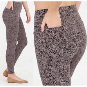 SPANX Jean-ish Ankle Leggings Desert Dot Animal Leopard Cheetah Print Size Large